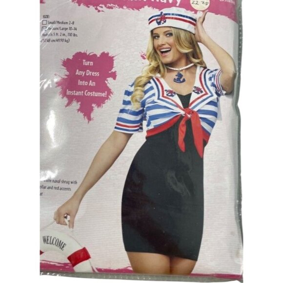 Instant Sexy Sailor Navy Costume Size Medium Large Blue White Red Nautical NEW - Picture 1 of 7